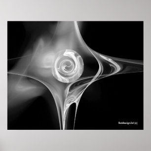 FRACTALE ROOS, zwart en wit Poster