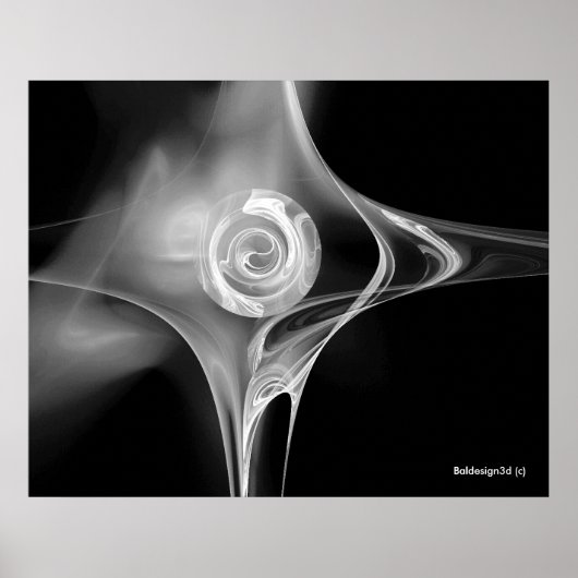 FRACTALE ROOS, zwart en wit Poster (Voorkant)