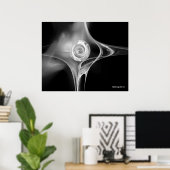 FRACTALE ROOS, zwart en wit Poster (Thuiskantoor)