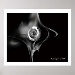FRACTALE ROOS, zwart en wit Poster