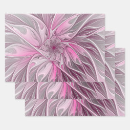 Fractale roze bloem droom, bloemig fantasiepatroon inpakpapier vel