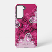 Fractale roze wervelingen monogram samsung galaxy hoesje (Achterkant)
