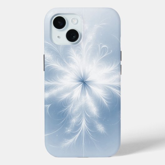 Fractale sneeuwvlok op pastelblauw Case-Mate iPhone case (Achterkant)