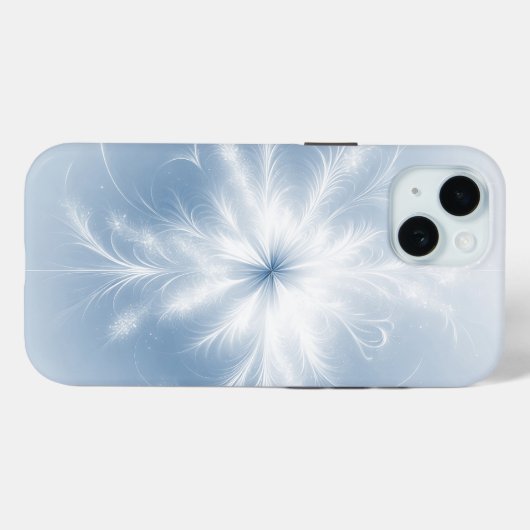 Fractale sneeuwvlok op pastelblauw Case-Mate iPhone case (Achterkant (horizontaal))