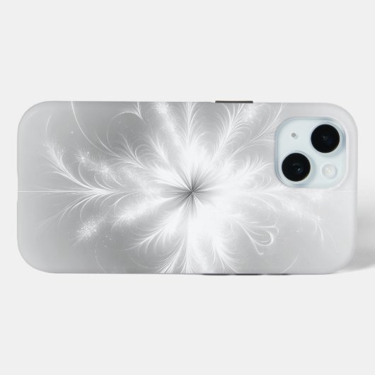 Fractale sneeuwvlok op zilvergrijs Case-Mate iPhone case (Achterkant (horizontaal))
