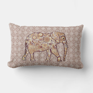 Fractale spiraal olifant - bruin en taupe kussen