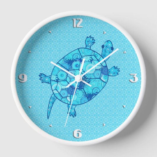 Fractale spiraal schildpad - kobalt en turquoise b (Voorkant)