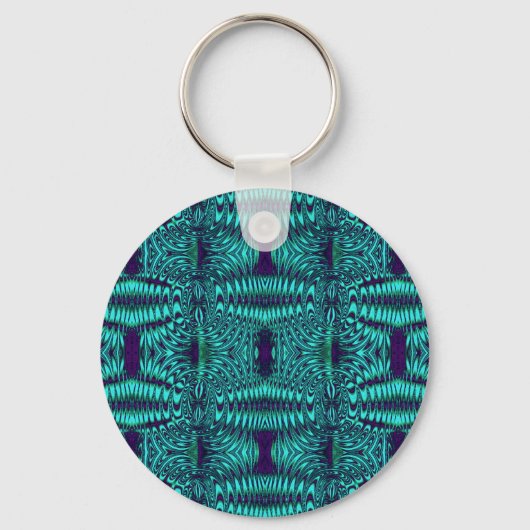 fractale turquoise sleutelhanger (Voorkant)