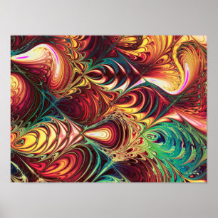 Fractale vispatroon poster