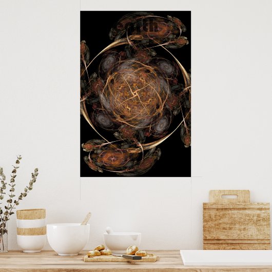 fractale vlam: aarde poster (Keuken)