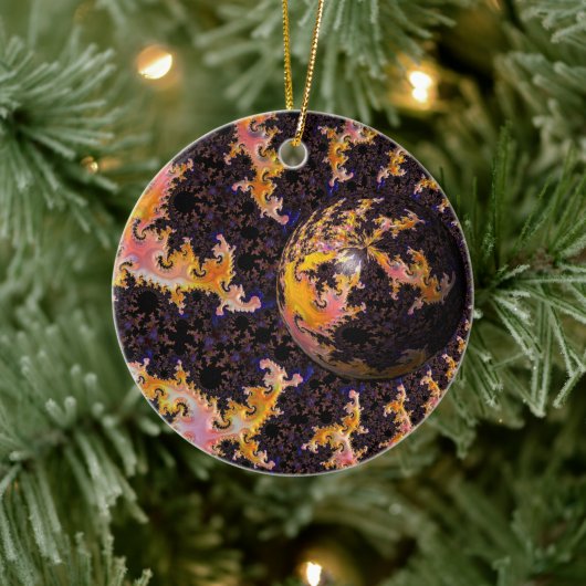 Fractale Vuurstorm Bol Keramisch Ornament (Boom)