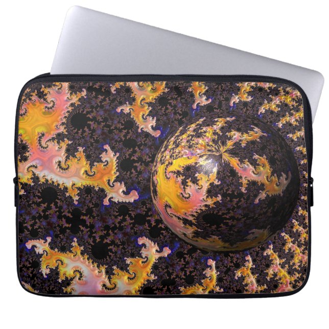 Fractale Vuurstorm Bol Laptop Sleeve (Voorkant)