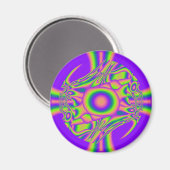 Fractale warp paars groen psychedelisch magneet (Voorkant / Achterkant)