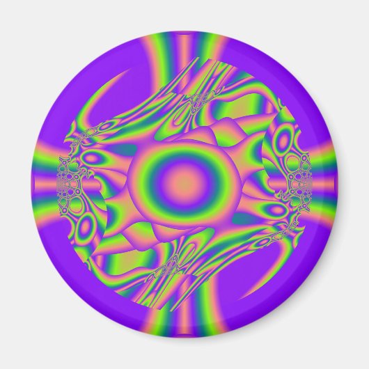 Fractale warp paars groen psychedelisch magneet (Voorkant)