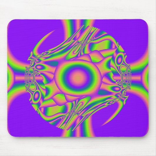 Fractale warp paars groen psychedelisch muismat (Voorkant)