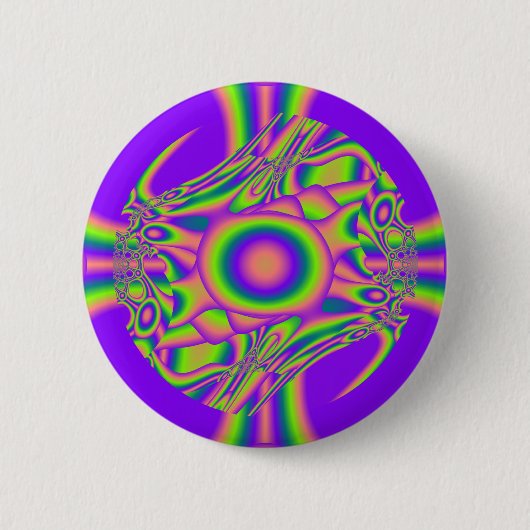 Fractale warp paars groen psychedelisch ronde button 5,7 cm (Voorkant)