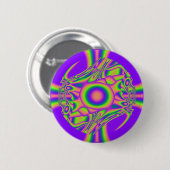 Fractale warp paars groen psychedelisch ronde button 5,7 cm (Voorkant /achterkant)