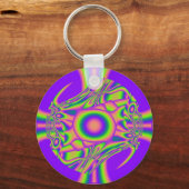 Fractale warp paars groen psychedelisch sleutelhanger (Voorkant)