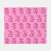 Fractale wervelende olifant, fuchsia roze fleece deken (Voorkant (Horizontaal))