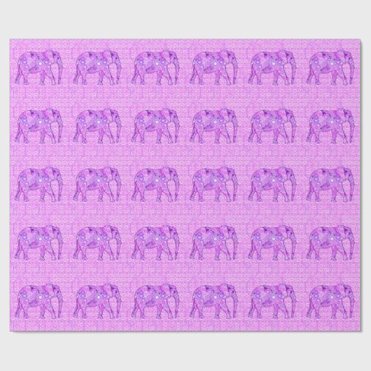 Fractale wervelende olifant - paars en orchidee cadeaupapier (Vlak)