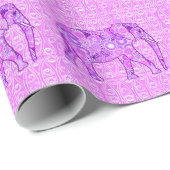 Fractale wervelende olifant - paars en orchidee cadeaupapier (Rol Hoek)