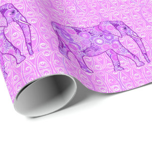 Fractale wervelende olifant - paars en orchidee cadeaupapier