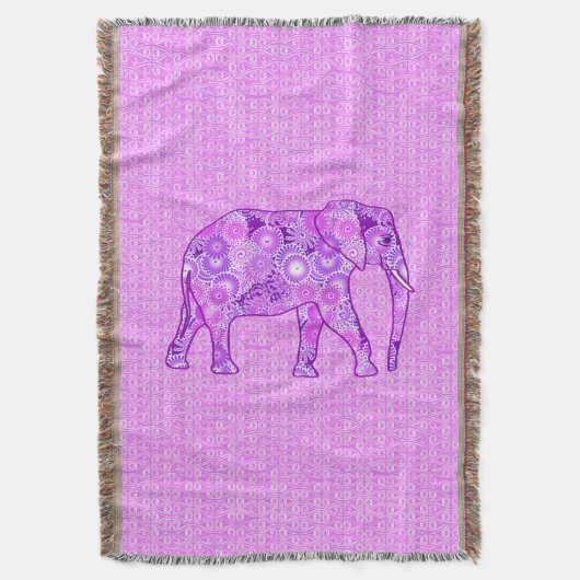 Fractale werveling olifant - paars en orchidee deken (Voorkant Verticaal)