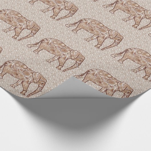 Fractale wervelolifant - bruin en taupe cadeaupapier (Hoek)