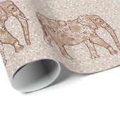 Fractale wervelolifant - bruin en taupe cadeaupapier (Rol Hoek)