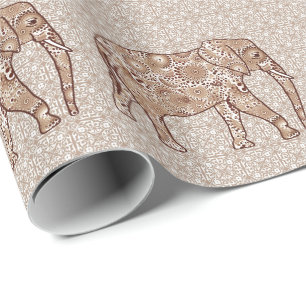 Fractale wervelolifant - bruin en taupe cadeaupapier