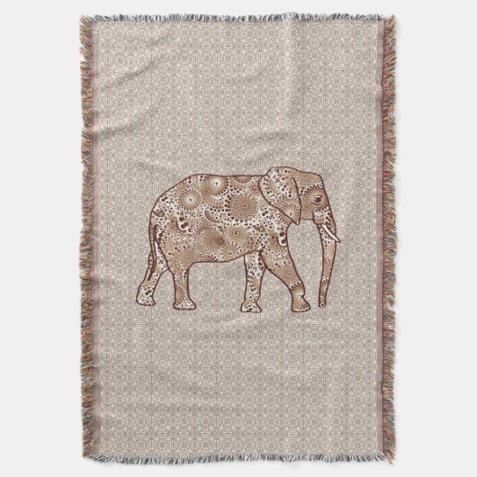 Fractale wervelolifant - bruin en taupe deken (Voorkant Verticaal)