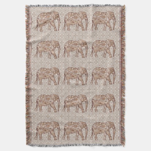Fractale wervelolifant - bruin en taupe deken (Voorkant Verticaal)