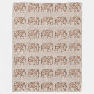 Fractale wervelolifant - bruin en taupe fleece deken
