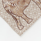 Fractale wervelolifant - bruin en taupe fleece deken (Hoek)