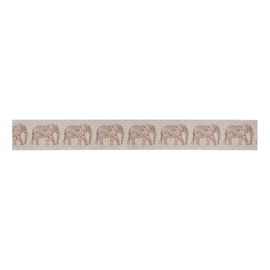 Fractale wervelolifant - bruin en taupe grosgrain lint (Voorkant)