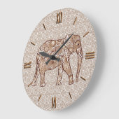 Fractale wervelolifant - bruin en taupe grote klok (Hoek)