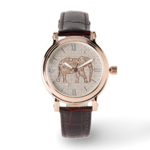 Fractale wervelolifant - bruin en taupe horloge