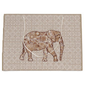Fractale wervelolifant - bruin en taupe large cadeautasje (Voorkant)
