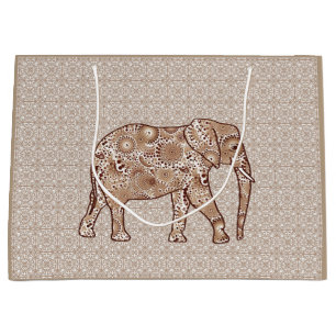 Fractale wervelolifant - bruin en taupe large cadeautasje