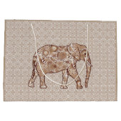 Fractale wervelolifant - bruin en taupe large cadeautasje (Achterkant)