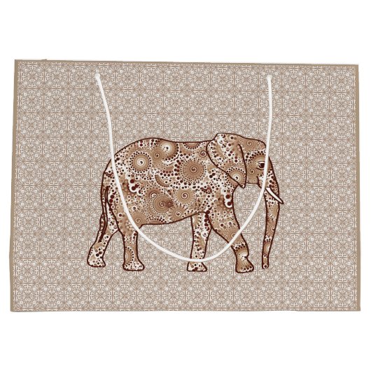 Fractale wervelolifant - bruin en taupe large cadeautasje (Achterkant)