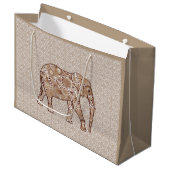 Fractale wervelolifant - bruin en taupe large cadeautasje (Voorkant Gekanteld)