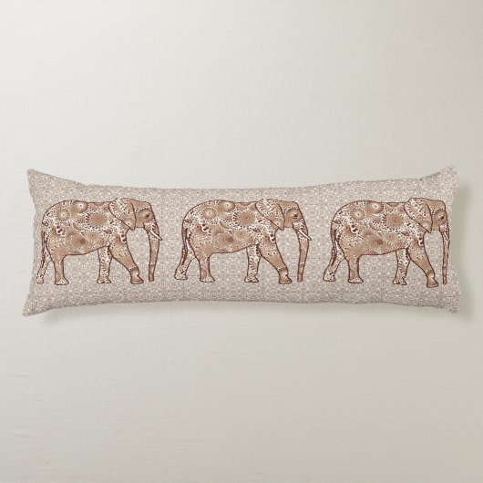 Fractale wervelolifant - bruin en taupe lichaamskussen (Voorkant)