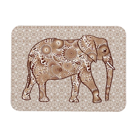 Fractale wervelolifant - bruin en taupe magneet (Horizontaal)
