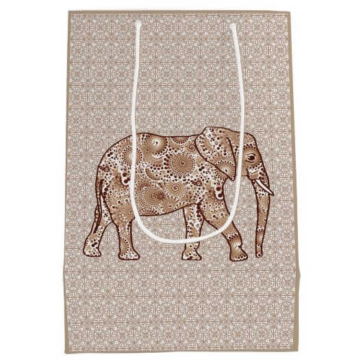 Fractale wervelolifant - bruin en taupe medium cadeauzakje (Achterkant)