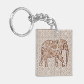 Fractale wervelolifant - bruin en taupe sleutelhanger (Voorkant Links)