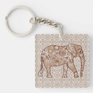 Fractale wervelolifant - bruin en taupe sleutelhanger