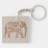 Fractale wervelolifant - bruin en taupe sleutelhanger (Achterkant)