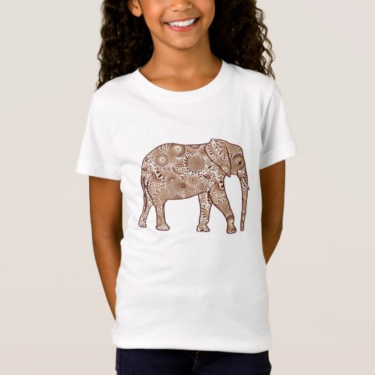 Fractale wervelolifant - bruin en taupe t-shirt (Voorkant)