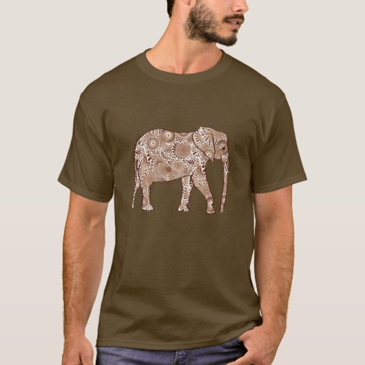 Fractale wervelolifant - bruin en taupe t-shirt (Voorkant)